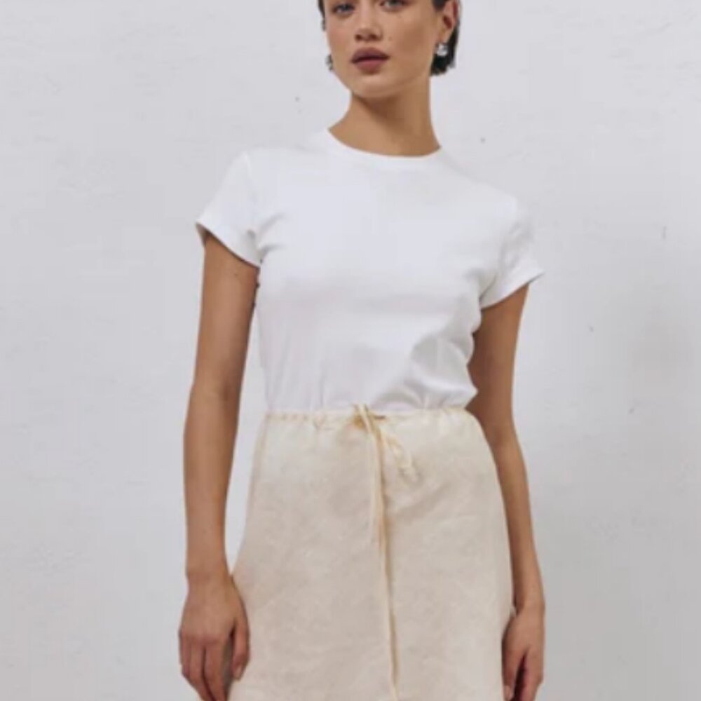 Vrg Grl The Way To San Jose Bias Cut Linen Mini Skirt Cream